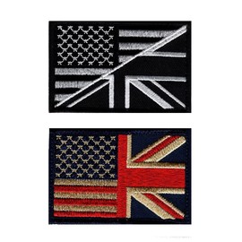 USA/UK Flag Distress- B.W British USA Flag Hook Patch Bundle by Miltacusa