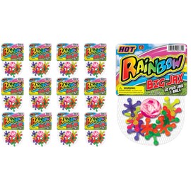 JA-RU Jumbo Jax Toy Set w/Rubber Ball (12 Jax Set) Rainbow Neon Color Jacks Game for Kids & Adults. Classic Retro Toys. Bulk Birthday Party Favors Vintage Stocking Stuffers Pinata Filler. 731-12p