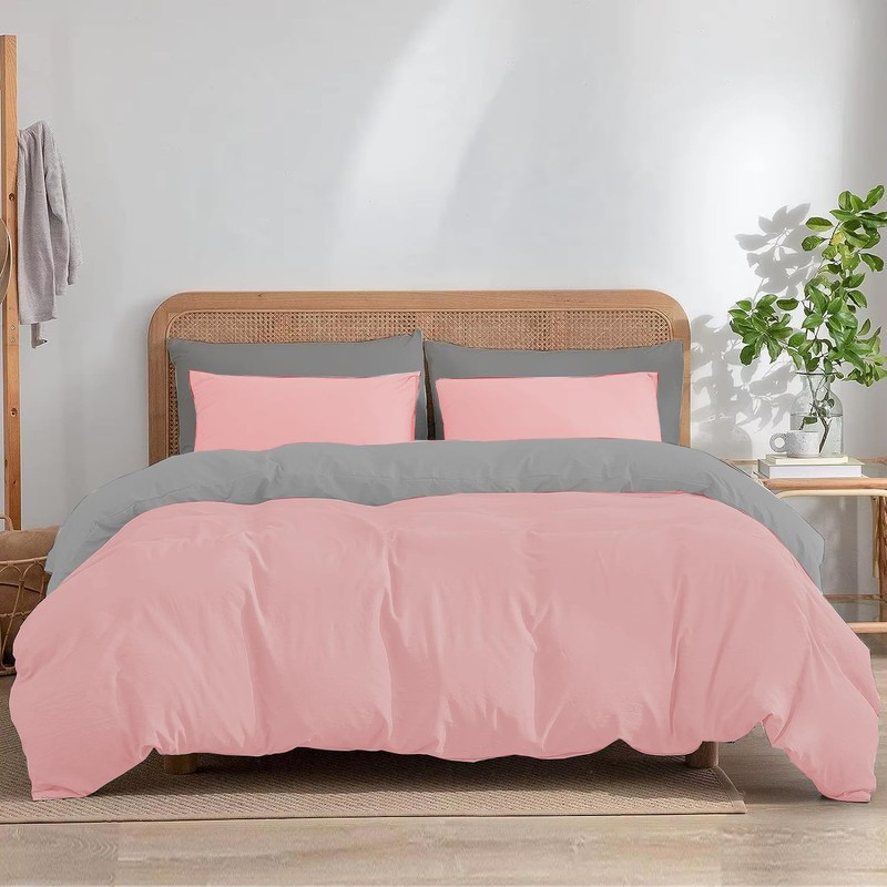 Ev Dekor Double Duvet Cover Sets – Reversible Brushed Microfiber