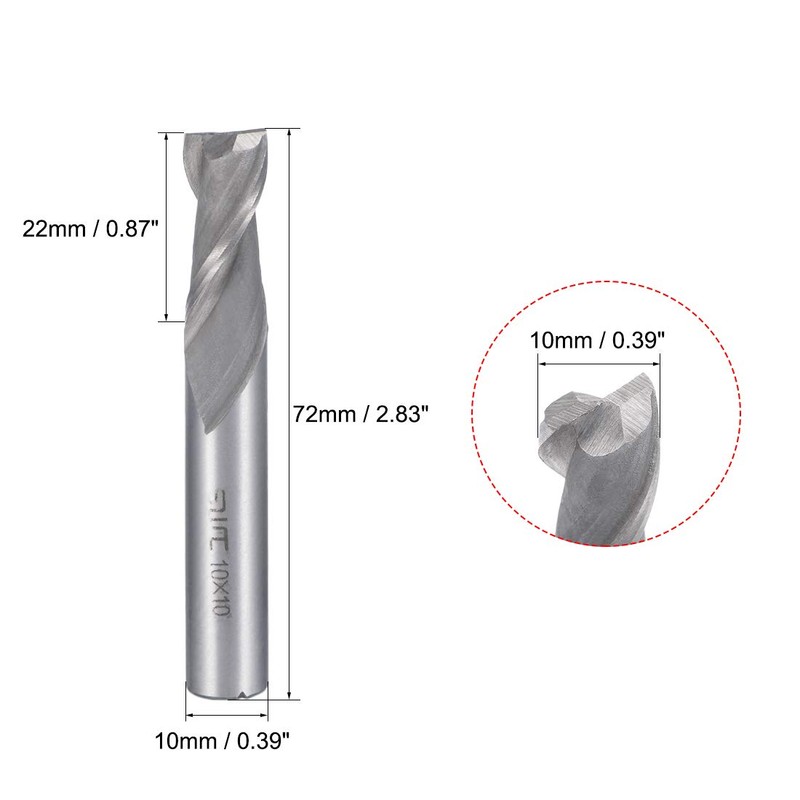 Sourcingmap 10mm Shank 10mm x 22mm Straight Flat Nose End