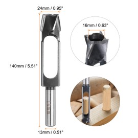 sourcing map Wood Tenon Dowel Plug Cutter 16mm Metric Tenon Dowel Cutting Tools Drill Bit High Speed Steel Wood Plug Dowel Cutter with Round Shank for Woodworking Furniture Making