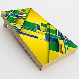 Skin Decal Vinyl Wrap for Cornhole Game Board Bag Toss/Brazil Tech Colors