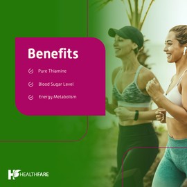 Healthfare Vitamin B1 500mg | 200 Capsules | Thiamine Supplement | Supports Overall Health | Non-GMO | Gluten Free (200 Capsules)