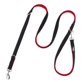 Snootiful Hound Double Ended Dog Lead - Ideal Training Lead - Comfort Mesh Padding - Double Clip Leash - 220cm x 2.5cm (Red)