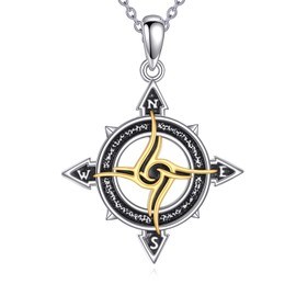 POPLYKE Compass Necklace 925 Sterling Silver Graduation Friendship Talisman Travel Necklace Inspirational Graduation Gift Jewelry Gifts for Women