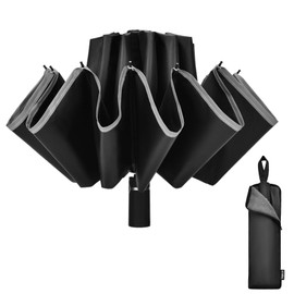 (Reiwa 7 Years New Version) Folding Umbrella, Large Size, 55.1 inches (140 cm), Men's Folding Umbrella, Manual Folding Umbrella, Case, Durable, Windproof, Inverted Umbrella, Umbrella Cover, Strong