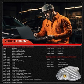 FT105 Automatic Transmission Filter with Gasket Fits for 4R70W 4R75W 4R75E Transmission - Ford Expedition F150 Mustang Explorer Replaces# FT-105 58955