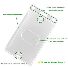 Fallen One 50 Pack Hard Plastic Badge Holders Vertical ID Card Protector with Thumb Slot for Office,School