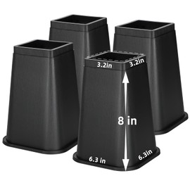 Apipi 8 inch Bed Risers for Dorm Twin XL - Heavy Duty Furniture Risers Support up to 3000 Lbs, Non-Slip for Under Bed Storage Room Dorm Essentials Couch Table Chair, Set of 4