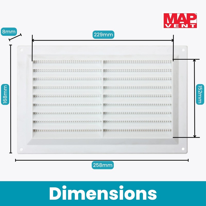 Map Plastic Louvre Air Vent with Flyscreen 9" x 6"
