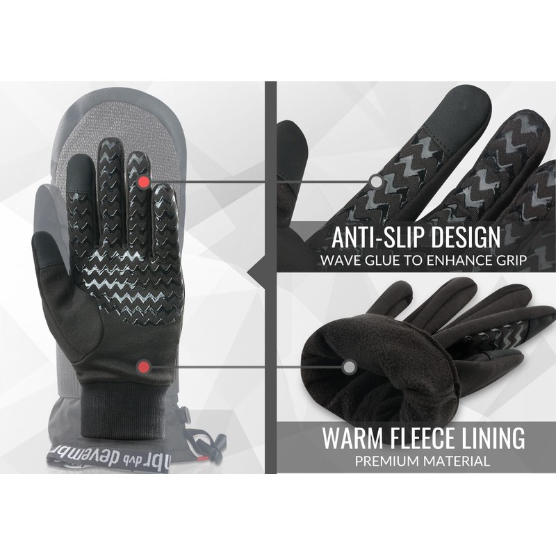devembr Advanced Ski Mittens with Wrist Protection and Removable Liner,