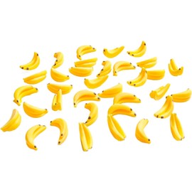 35Pcs Yellow Mini Bananas 1/12 Scale Banana Models Miniature Fruit Fake Mini Fruits for Mini House Kitchen Fairy Garden，Fruit for Miniature House Kitchen Fairy Garden Decor Dollhouse Accessories