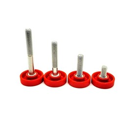 1/4"-20 Red Thumb Screws with Knurled Knob - Knurled Thumb Screw Bolts Round Clamping Knob Thumbscrew (1 1/2")