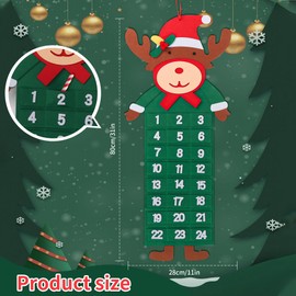 Elk Advent Calendar Felt Advent Calendar, Wall Hanging Fabric Advent Calendar Felt Countdown Calendar With 24 Days Pockets For Small Gifts Xmas Tree Door Mantel