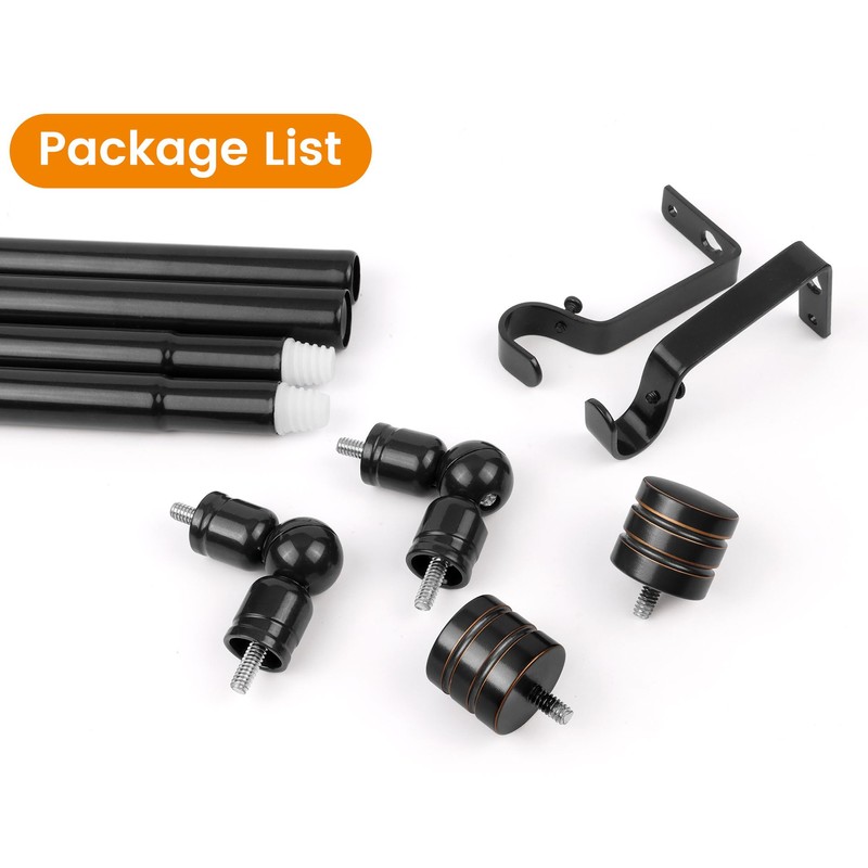 Bay Window Curtain Rods, HOTOZON 7/8 Inch Heavy Duty Curtain