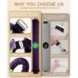 Overnight Heatless Hair Curler to Sleep in, Little Heatless Curls Satin Velvet Overnight Flexi Rods No Heat Overnight Sleeping Curling for Blowout Hair Styling Tools -3pcs Purple