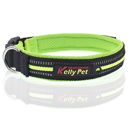 wortek Dog Collar Reflective Adjustable Collar for Dogs Soft and Padded Nylon Mesh Breathable Band with Click Closure Size M (Width 2.5 cm, Length 42-47 cm) Green