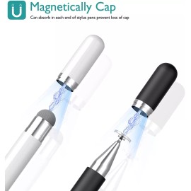 Me & Ko Stylus Pens for Touch Screens, LezGo Disc & Fiber 2 Ends Magnetic Caps Slim Thin
