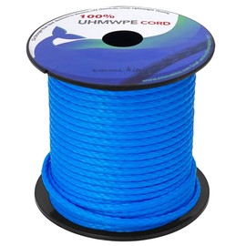 emma kites 100% UHMWPE Super Strong Polyethylene Fiber Cord 1.6mm Diameter x 31M Roll 340kg / 750lb Strength Whoopie Ring DIY Guy Rope Hammock Setup Rope Work Hiking Outdoor Use High Strength Blue