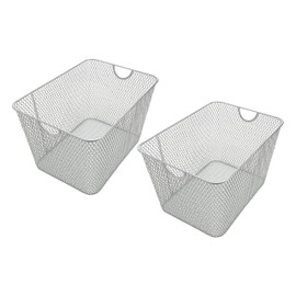 YBM HOME Kitchen Pantry Organizer Wire Basket for Shelves, Cabinets, Pantry, Countertop, Mesh Open Storage Bin Metal Basket for Organizing Food Supplies 14 x 10 x 9, Pack of 2, Silver