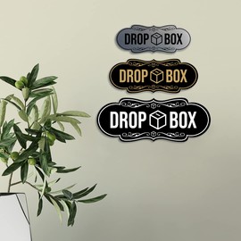 Designer Drop Box Sign (Brushed Silver) - Large