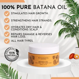 Batanaful Pure Batana Oil for Hair Growth Oil, Body Oil for Dry Skin Scalp Oil for Dry Itchy Scalp Split Ends Repair Hair Loss Treatment for Women Men - 100 ml