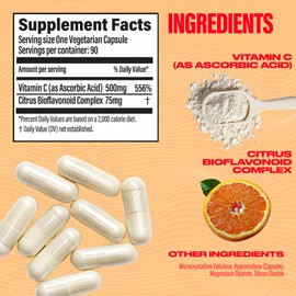 BUBS Boost Vitamin C with Bioflavonoids Vitamin Boost for Post-Workout Revitalization Iron Absorption Collagen Production, 90 Count