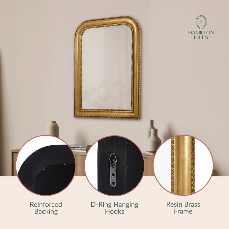 Hamilton Hills 36" x 24" Classic Gold Framed Polished Glass