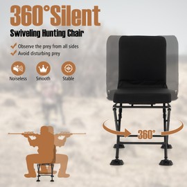 S AFSTAR Folding Hunting Chair, 360 Degree Swivel Hunting Blind with Padded Cushion & 330LBS Load Capacity, Portable Hunting Foam Seat, Ground Blind Chair for Hunting Dove Deer Turkey (Black)