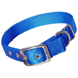 Hamilton Double Thick Nylon Buckle Dog Collar for Medium & Large Dogs, 1" Wide x 32" Neck, Blue
