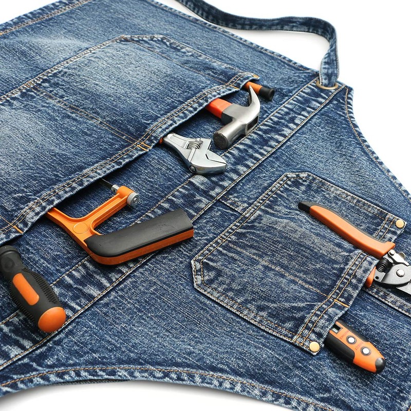 Jeanerlor Women's Cross Back Apron with Tool Pockets for Women