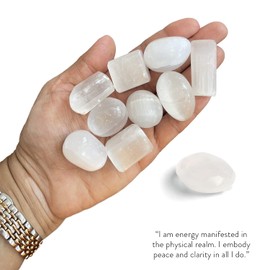 BellaMira Selenite Crystal, Single Polished Stone, Healing Crystal for Serenity, Purification, Peace, Meditation, Clarity, Universal Love, Integrity, Forgiveness and Positivity