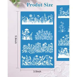 Puocaon Wildflower Clay Silkscreen Stencils - 6 Pcs Reusable Polymer Clay Silk Screen Stencils Flower Pattern, Floral Bouquet Silk Screen Stencils for Earrings Design