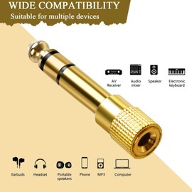 ieron 4pcs Headphone Jack Adapter 6.5mm Male to 3.5mm Female Aux Male Converter Audio Stereo Adapter for DAC Receiver Hi-Fi Mixer Amplifier Speaker Gold Plated
