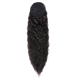 Luxiremi Curly Ponytail Hairpiece Clip Extension with Drawstring Long 55 cm Dark Brown Hairpiece Ponytail Hair Extension Ponytail Extension