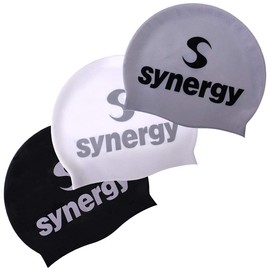 Synergy Silicone Swim Caps 3-Pack (Black/Silver/White BL 3-Pack)