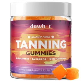duwhot 9-in-1 Tanning Gummies Sugar Free, Tanning Supplement Gummy for Women & Men, Astaxanthin, Lycopene & Beta Carotene for Tanning Skin, Vegan, Orange Flavor, 60 Counts