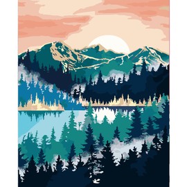 Artunion Sunrise Mountain Paint by Numbers for Adults Beginner, Landscape Paint by Number Kits, DIY Oil Painting Paint by Number Kits on Canvas Arts Craft for Home Wall Decor 16x20 Inch