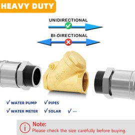 1/2" NPT Brass Y-Type Check Valve, Y Type Non Return Swing Check Valve, Level One Way Counterflow Valve to Prevent the Medium Backflow for Oil Water Gas Air（1/2", DN15）