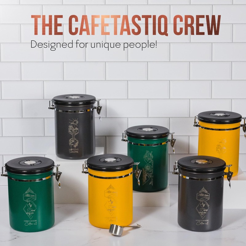 CafetastiQ Large Coffee Canister – Airtight Stainless Steel Storage Container