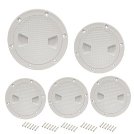 5Pcs 4” 6” Boat Round Non Slip Inspection Hatch,Detachable Cover and Pre-drilled Holes in Deck Plate White with Screw (4 inch)