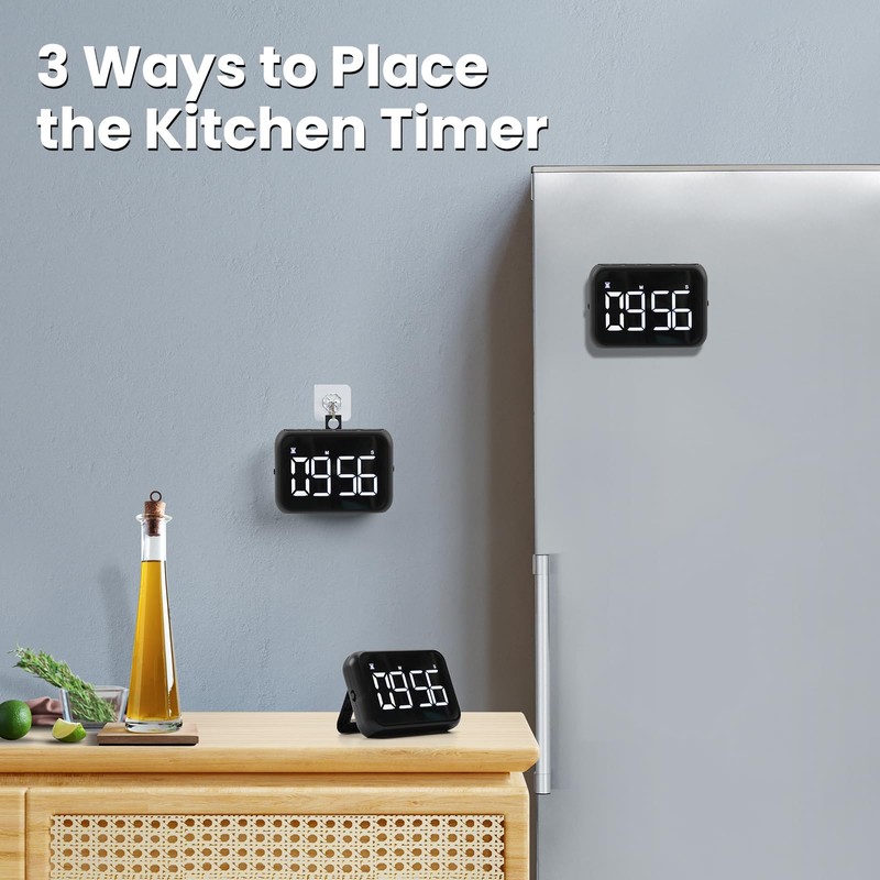 USB Rechargeable Loud Digital Kitchen Timer with Large LCD Display