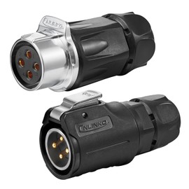 CNLINKO LP-20 4 PIN Waterproof Connector, IP68 Circular Connector, Quick Plugging Aviation Connector, PBT Plastic Shell Solder Connector, Marine Industry Connector Male Plug Inline Plug-in (4 PIN)