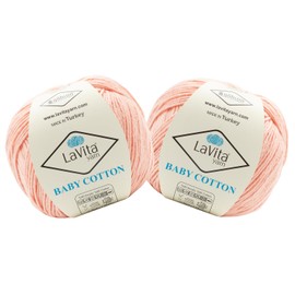 Lavita Cotton Baby Yarn for Knitting 361 Yards - Pack of 2 | Silky Acrylic for Creating Charming Baby Outfits | Hypoallergenic & Anti-Pill Yarn | 100gr Super Soft for Crocheting Blankets