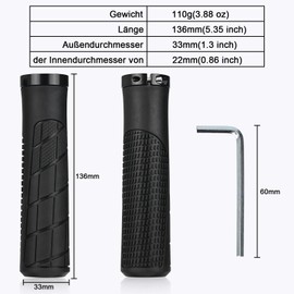 ouhos Bicycle grips, 22 mm universal bicycle handles, suitable for mountain bike, road bike, folding bike, city bike, scooter bicycle handlebar, tricycle