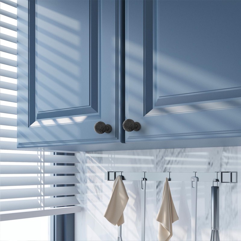 Amerdeco 10 Pack Matte Black Hammered Cabinet Knobs 0.6 Inch(15mm)