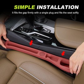 Storage Box for Car Seats, 1 Pair Car Seat Gap Organiser Storage Box, Car Seat Gap Filler Universal Car Seat Gap Filler Car Organiser for Small Items Mobile Phones Car Seat Gap (Red, A)