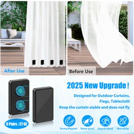 18pcs Outdoor Curtain Weights, Waterproof Magnetic Curtain Weights, Heavy Drapery Weighted Magnets Bottom for Heavy Wind, Shower Curtain, Garden Flag, Tablecloth (Black)