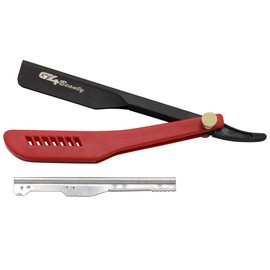 G4 Stainless Steel Straight Edge Barber Shaving Razor Blade for Close Shaving Men Folding Replaceable Blades (Red)