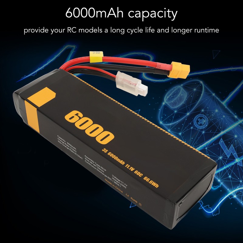3S Lipo Battery 60C 11.1V 6000mah Impact Resistant Long Life